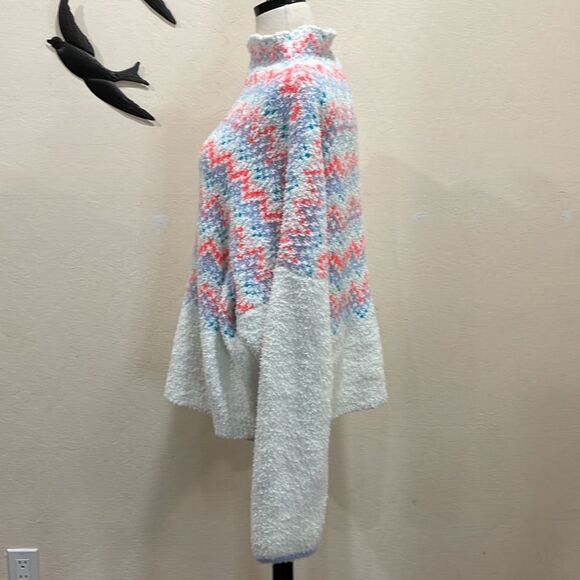 Anthropologie Pilcro Selene Fair Isle Chenille White Pastel Sweater - XL - Picture 7 of 13